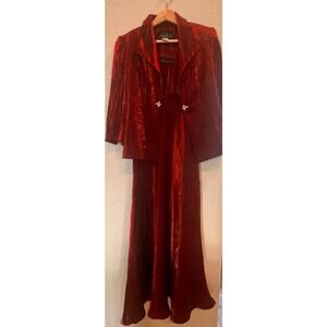 Alex Evenings Red Formal Dress & Jacket Set Size 6 Shimmer Evening Gown 2-Piece